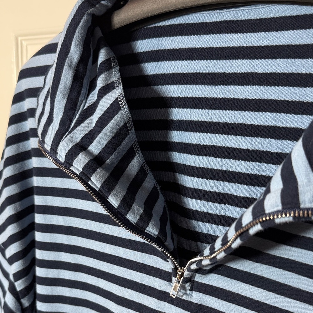 Women’s Striped Blue Quarter Zip - Picture 10 of 10